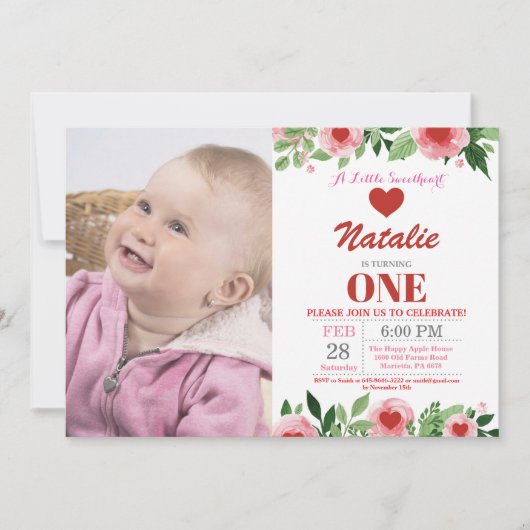 バレンタイン誕生日ザリトルスウィートアート 招待状 (正面)