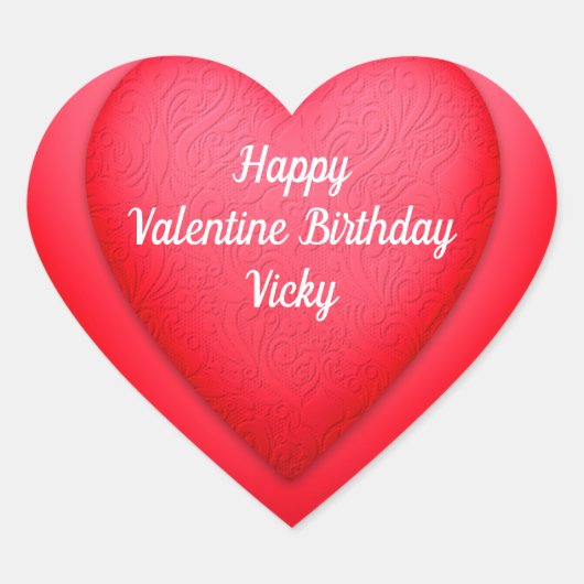 バレンタイン誕生日ファンシー赤いハートパーソナライズされた ハートシール (正面)