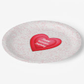 バレンタイン誕生日ファンシー赤いハートパーソナライズされた ペーパープレート (アングル)