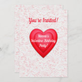 バレンタイン誕生日ファンシー赤いハートパーソナライズされた 招待状 (正面/裏面)
