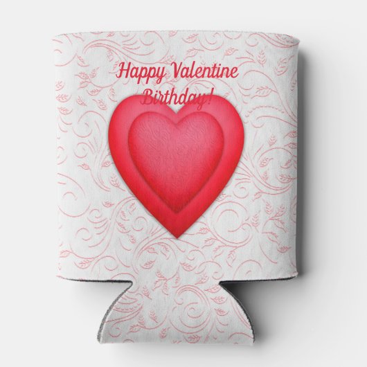 バレンタイン誕生日ファンシー赤いハート 缶クーラー (裏面)