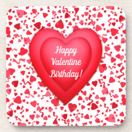 バレンタイン誕生日レッド紙吹雪ハート コースター
