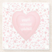 バレンタイン誕生日レッド紙吹雪ハート パーソナライズされた ガラスコースター (裏面)