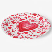 バレンタイン誕生日レッド紙吹雪ハート パーソナライズされた ペーパープレート (アングル)