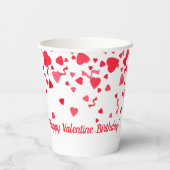 バレンタイン誕生日レッド紙吹雪ハート パーソナライズされた 紙コップ (裏面)