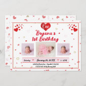 バレンタイン誕生日写真撮影誕生日 招待状 (正面/裏面)