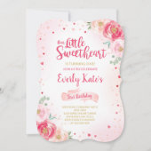 バレンタイン誕生日招待状スイートアートピンク金ゴールド 招待状 (正面)