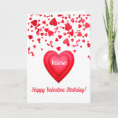 バレンタイン誕生日赤紙吹雪ハートグリーティング カード (正面)