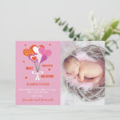 バレンタイン誕生発表可愛いハートブーケ 案内状 (スタンド正面)