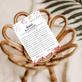 バレンタイン語スクランブルブライダルシャワーゲームカード 招待状