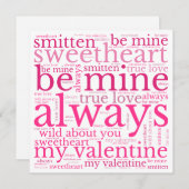 バレンタイン語ワードアートピンク文字白 シーズンカード (正面/裏面)