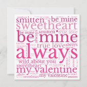 バレンタイン語ワードアートピンク文字白 シーズンカード (正面)