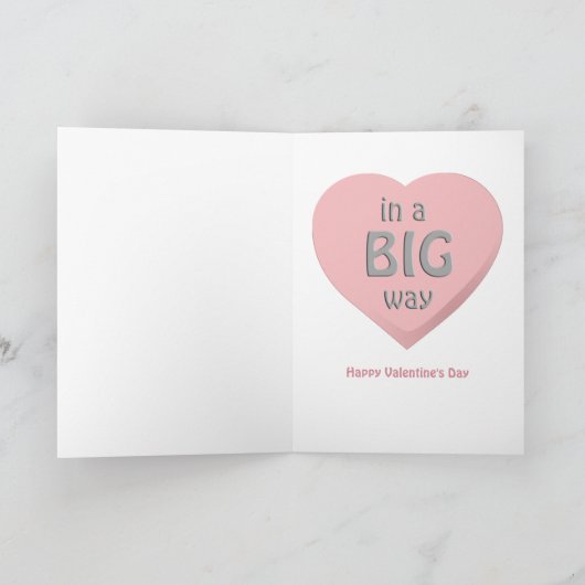 バレンタイン象は大きなピンクの挨拶を愛する シーズンカード (内部)