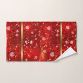 バレンタイン赤いハートのコラージパターン バスタオルセット (ハンドタオル)