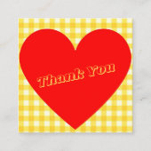 バレンタイン赤いハートイエロージンガムサンキューカード スクエア名刺 (正面)