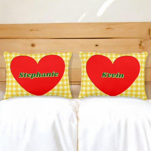 バレンタイン赤いハートイエロージンジャムカップルのギフト アクセントクッション