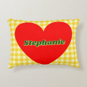 バレンタイン赤いハートイエロージンジャムカップルのギフト アクセントクッション (正面)