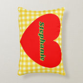 バレンタイン赤いハートイエロージンジャムカップルのギフト アクセントクッション (正面(垂直))