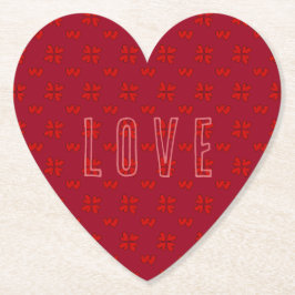 バレンタイン赤いハートオンレッドラブ ペーパーコースター