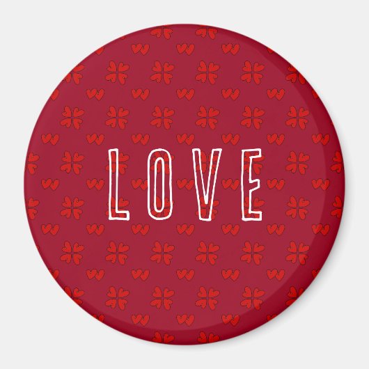 バレンタイン赤いハートオンレッドラブ マグネット (正面)