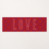 バレンタイン赤いハートオンレッドラブ ヨガマット (裏面(横))