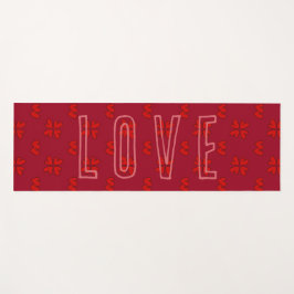 バレンタイン赤いハートオンレッドラブ ヨガマット