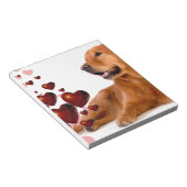 バレンタイン赤いハートゴールデンレトリバードッグ ノートパッド (アングル)