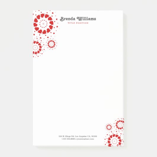 バレンタイン赤いハートサークルデザイン ポストイット (正面)