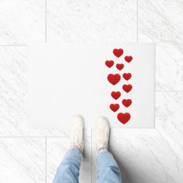 バレンタイン赤いハートズドオーマロマンチックなラブホーム ドアマット