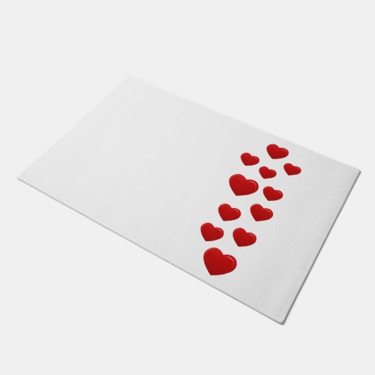 バレンタイン赤いハートズドオーマロマンチックなラブホーム ドアマット (アングル)