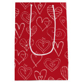 バレンタイン赤いハートパターン ミディアムペーパーバッグ (裏面)