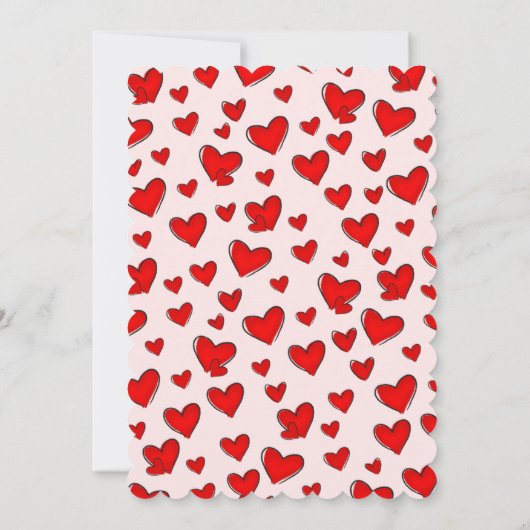 バレンタイン赤いハートベビーラブガールベビーシャワー 招待状 (裏面)