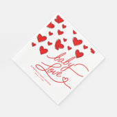 バレンタイン赤いハートベビーラブベビーシャワー スタンダードランチョンナプキン (角)