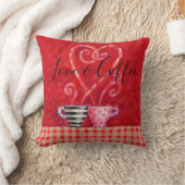バレンタイン赤いハートラブ引用文コーヒーカップ クッション (ブランケット)