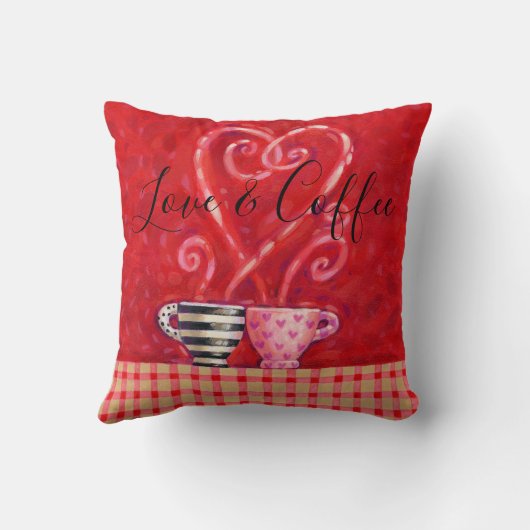 バレンタイン赤いハートラブ引用文コーヒーカップ クッション (裏面)