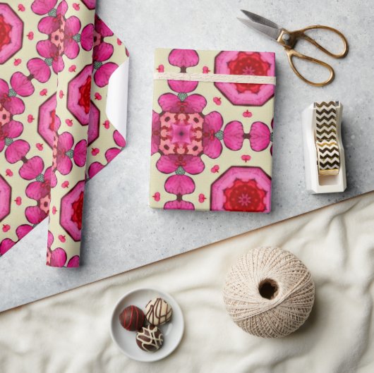 バレンタイン赤いハートロマンス抽象芸術パターン12 ラッピングペーパー (クラフト)