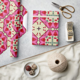 バレンタイン赤いハートロマンス抽象芸術パターン14 ラッピングペーパー