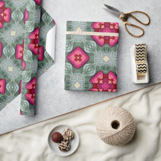 バレンタイン赤いハートロマンス抽象芸術パターン15 ラッピングペーパー (クラフト)