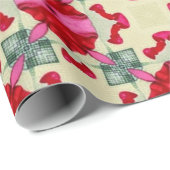 バレンタイン赤いハートロマンス抽象芸術パターン16 ラッピングペーパー (ロールコーナー)