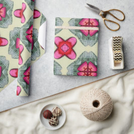 バレンタイン赤いハートロマンス抽象芸術パターン17 ラッピングペーパー