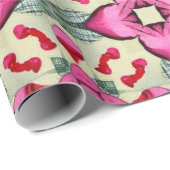 バレンタイン赤いハートロマンス抽象芸術パターン18 ラッピングペーパー (ロールコーナー)