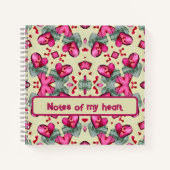バレンタイン赤いハートロマンス抽象芸術パターン1 ノートブック (正面)