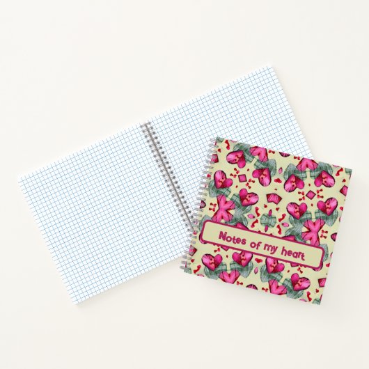 バレンタイン赤いハートロマンス抽象芸術パターン1 ノートブック (内部)