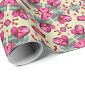 バレンタイン赤いハートロマンス抽象芸術パターン1 ラッピングペーパー (ロールコーナー)