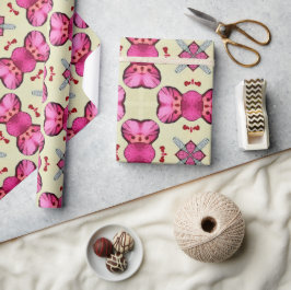 バレンタイン赤いハートロマンス抽象芸術パターン21 ラッピングペーパー