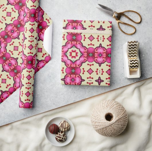 バレンタイン赤いハートロマンス抽象芸術パターン5 ラッピングペーパー (クラフト)