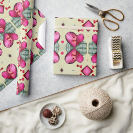 バレンタイン赤いハートロマンス抽象芸術パターン6 ラッピングペーパー