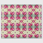 バレンタイン赤いハートロマンス抽象芸術パターン6 ラッピングペーパー (フラット)