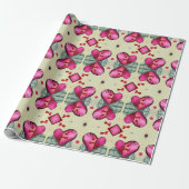 バレンタイン赤いハートロマンス抽象芸術パターン6 ラッピングペーパー (アンロールド)