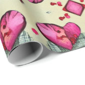 バレンタイン赤いハートロマンス抽象芸術パターン6 ラッピングペーパー (ロールコーナー)